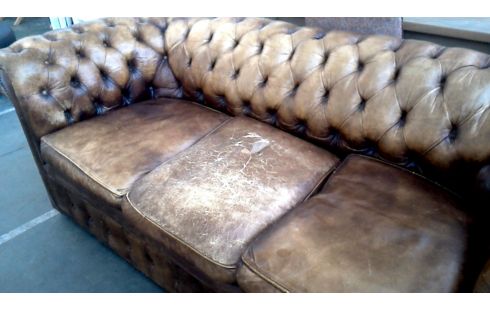 FAUTEUIL 3 PLACES CHESTERFIELD BRUN CUIR