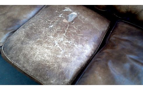 FAUTEUIL 3 PLACES CHESTERFIELD BRUN CUIR