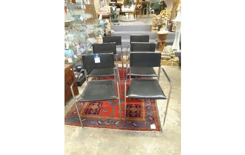 CHAISE DESIGN 5 + 1 CUIR NOIR