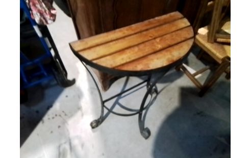 CONSOLE DEMI LUNE METAL ET BOIS