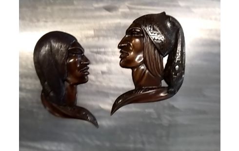 DECORATION MURALE ÉBÈNE FIGURINE AFRICAINE