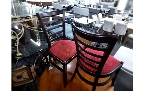 LOT DE 6 CHAISES BOIS ASSISE ROUGE