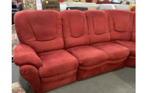 CANAPE D'ANGLE TISSU ROUGE UN CÔTÉ RELAX (TEST OKAY)