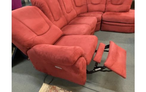 CANAPE D'ANGLE TISSU ROUGE UN CÔTÉ RELAX (TEST OKAY)