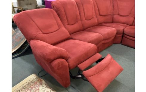 CANAPE D'ANGLE TISSU ROUGE UN CÔTÉ RELAX (TEST OKAY)