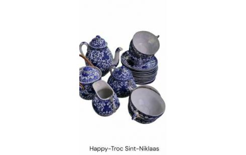 SERVICIO DE TÉ BLANCA AZUL PORCELANA