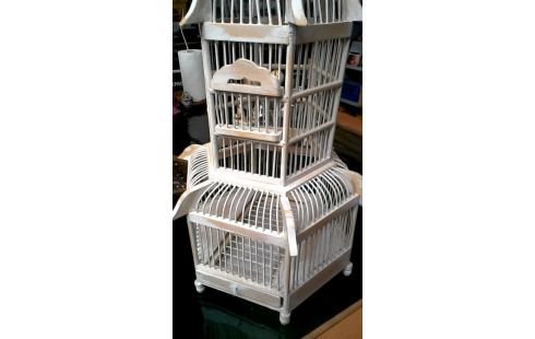 KÄFIG FÜR VOGEL DEKORATIV, , HOLZ BLEIWEISS