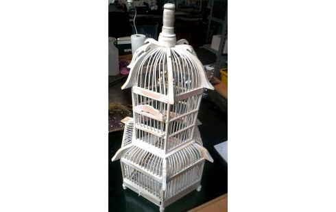 KÄFIG FÜR VOGEL DEKORATIV, , HOLZ BLEIWEISS