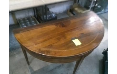 TABLE DEMI LUNE MARQUETERIE EN NOYER