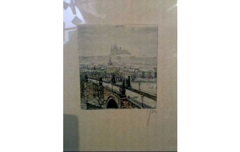 LITHOGRAPHIE I.R. SIGN. <BURG IM WINTER>