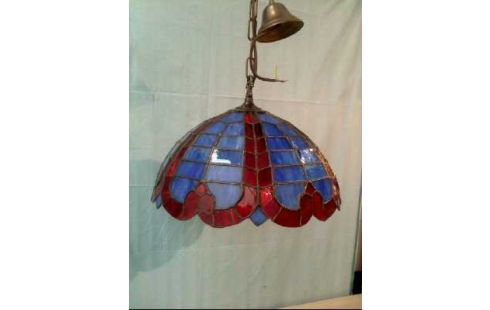 DECKENLAMPE <TIFFANY> BLAU ROT