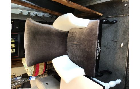 FAUTEUIL BLANC NOIR TISSU GRIS