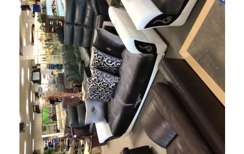 CANAPE 3 PLACES CONVERTIBLE NOIR BLANC TISSU GRIS