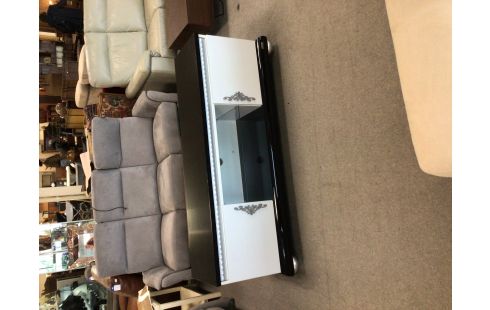 MEUBLE TV NOIR BLANC 2 PORTES