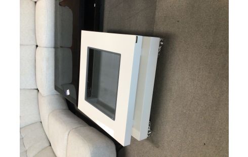 TABLE BASSE CARRE BLANCHE VERRE