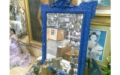 MIROIR ANCIEN MOULURES BLEUES EN L'ÉTAT