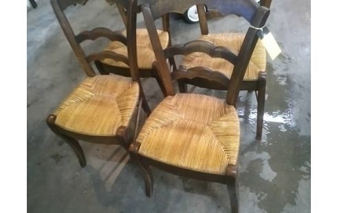 4 CHAISES BOIS PAILLEES