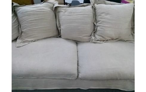 CANAPE 4P TISSU MARRON CLAIR