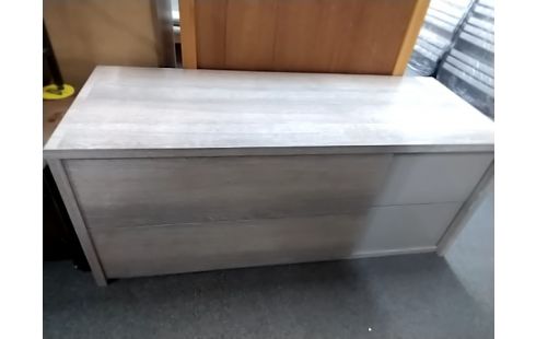 MEUBLE TV BEIGE 2 TIROIRS