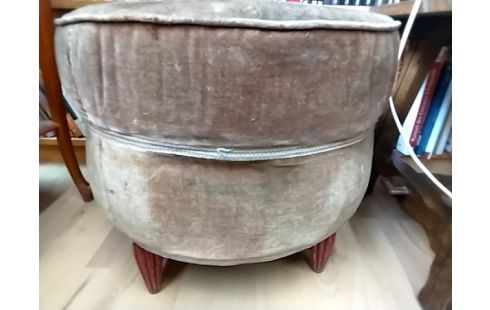 POUF ROND MARRON VINTAGE