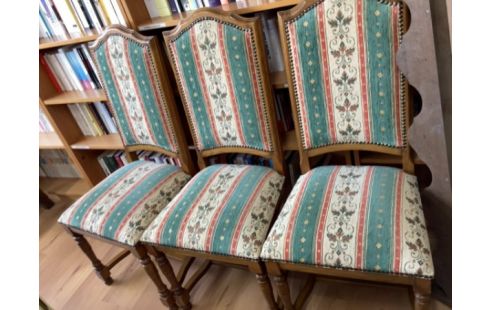 CHAISES RUSTIQUES ASSISE TISSU LOT DE 3