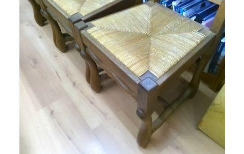 LOT DE 4 CHAISES PAILLEES OS DE MOUTON