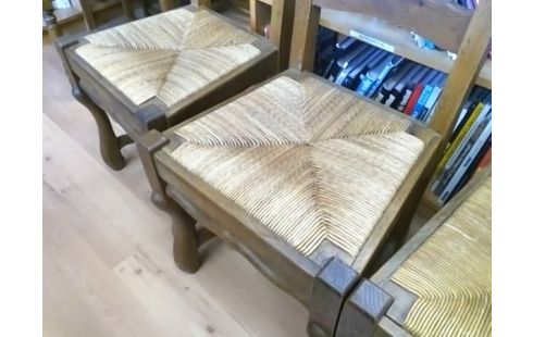 LOT DE 4 CHAISES PAILLEES OS DE MOUTON