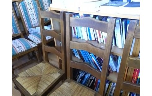 LOT DE 4 CHAISES PAILLEES OS DE MOUTON