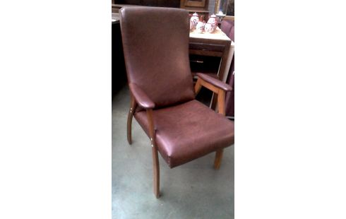 SESSEL 1 IM VINTAGE-STIL BRAUN KUNSTLEDER