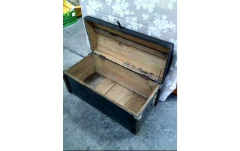 TRUHE HOLZ GRAU 2-HENKEL VINTAGE