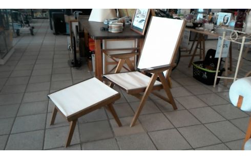 FAUTEUIL PLIANT BOIS + REPOSE PIEDS
