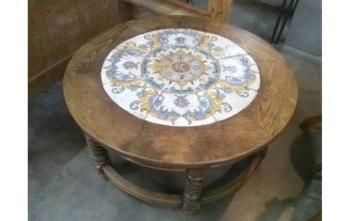 TABLE BASSE RONDE BOIS ET CARRELAGES