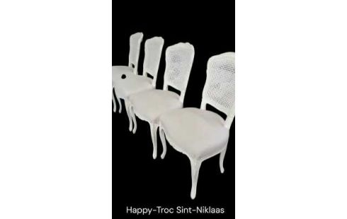 4 CHAISES ECRU TISSU STYLE LOUIS XV