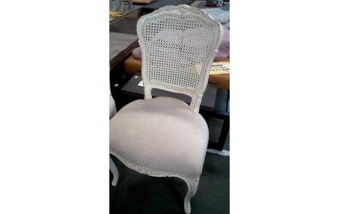 4 CHAISES ECRU TISSU STYLE LOUIS XV