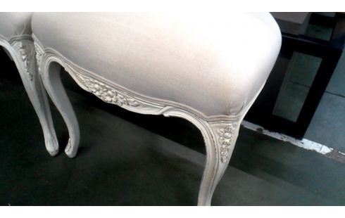 4 CHAISES ECRU TISSU STYLE LOUIS XV