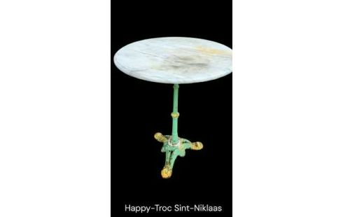 TABLE DE JARDIN ROND FONTE MARBRE