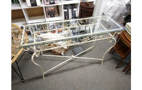 CONSOLE METALE ET VERRE