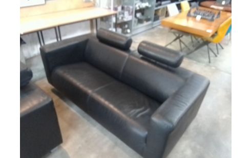 CANAPE CUIR NOIR + 1 FAUTEUIL