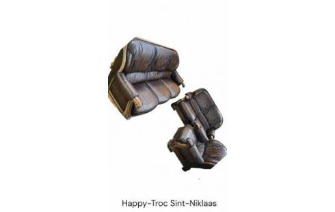 SALON MASSIF CHENE BRUN CUIR