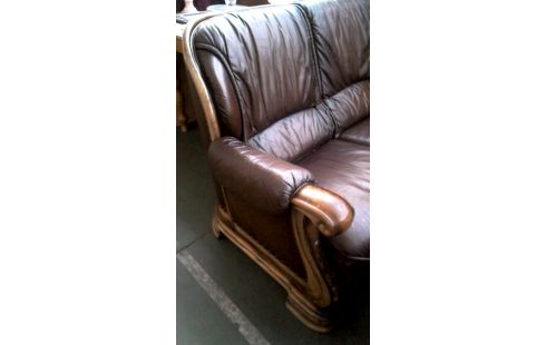 SALON MASSIF CHENE BRUN CUIR