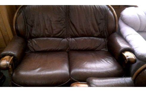 SALON MASSIF CHENE BRUN CUIR