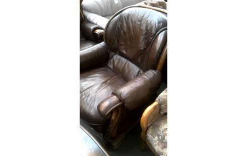 SALON MASSIF CHENE BRUN CUIR