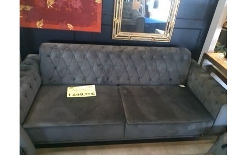 SALON 2 CANAPES + 2 FAUTEUIL VELOUR GRIS