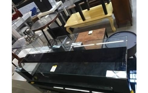 MEUBLE TV RECTANGULAIRE VERRE NOIR ET OPAQUE MODERNE