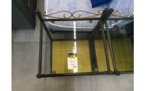 CHEVET FER FORGE 2 ETAGERES EN VERRE