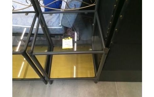 CHEVET FER FORGE 2 ETAGERES EN VERRE