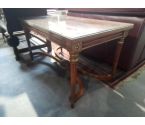 TABLE BASSE ACAJOU LAITON + VERRE
