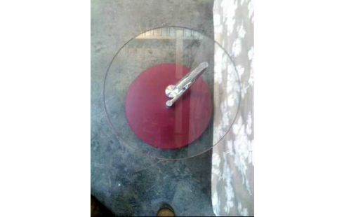 BEISTELLTISCH RUND A.R. GLAS FUß ROT