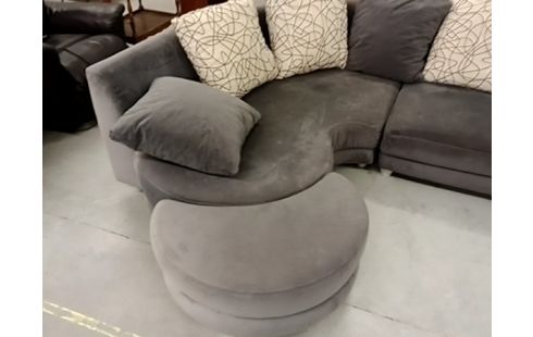 CANAPE D'ANGLE TISSU GRIS + MERIDIENNE PIVOT