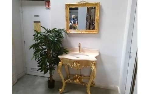 VASQUE SUR PIED DORE + MIROIR DORE DE STYLE